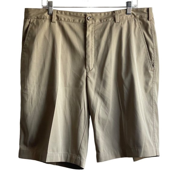 Nike Men's Size 36 Golf Shorts Flat Front Tan/Khaki Dri-Fit Technology Pockets - Picture 1 of 7